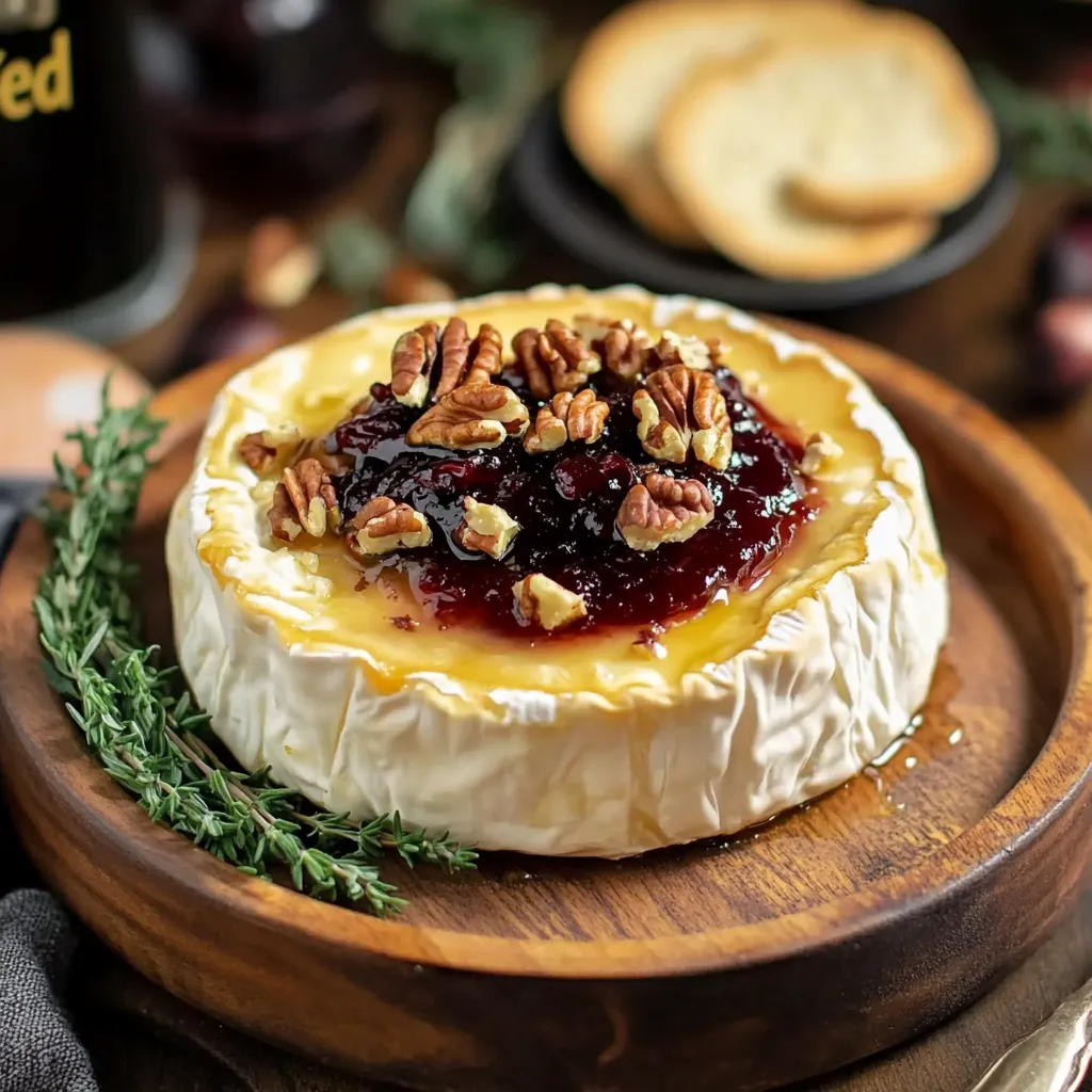 Melty Baked Brie with Fig Topping and Nuts