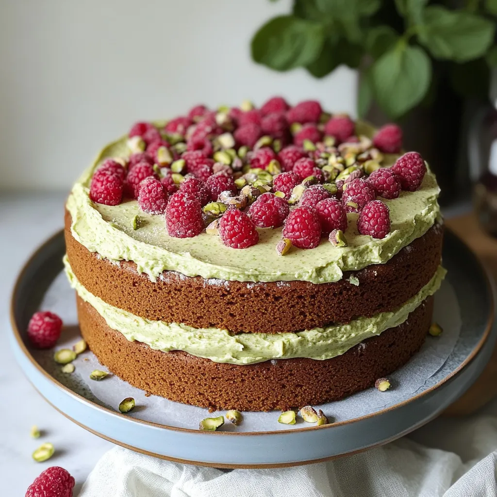 Luscious Pistachio Raspberry Cake