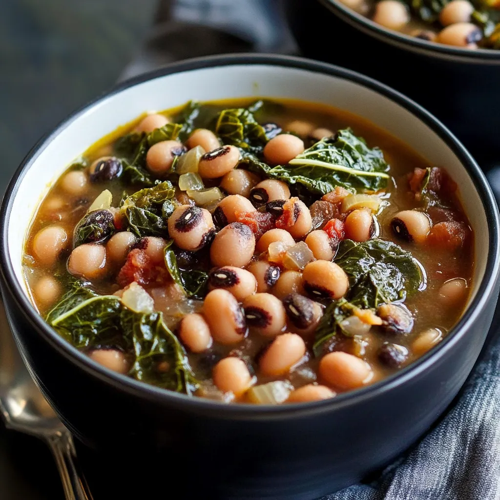 Slow Cooker Black Eyed Peas and Collard Greens