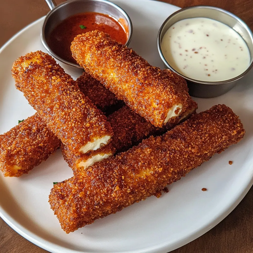 Crispy and Spicy Nashville Hot Mozzarella Sticks