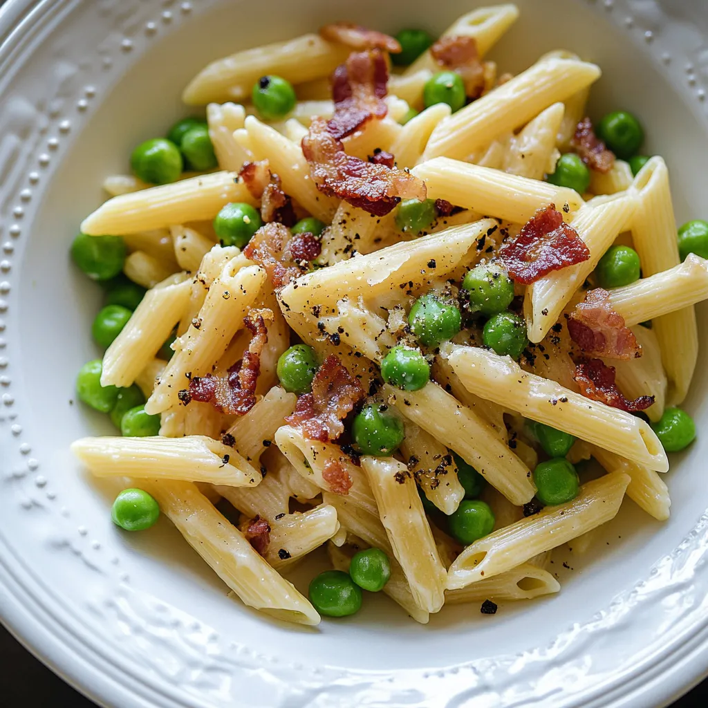 Penne Pasta Peas and Bacon