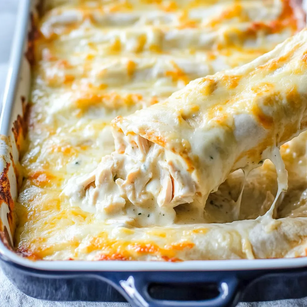 Homemade Creamy White Chicken Enchiladas