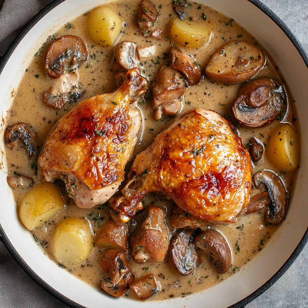 Herb Roasted Chicken in Creamy White Wine Sauce