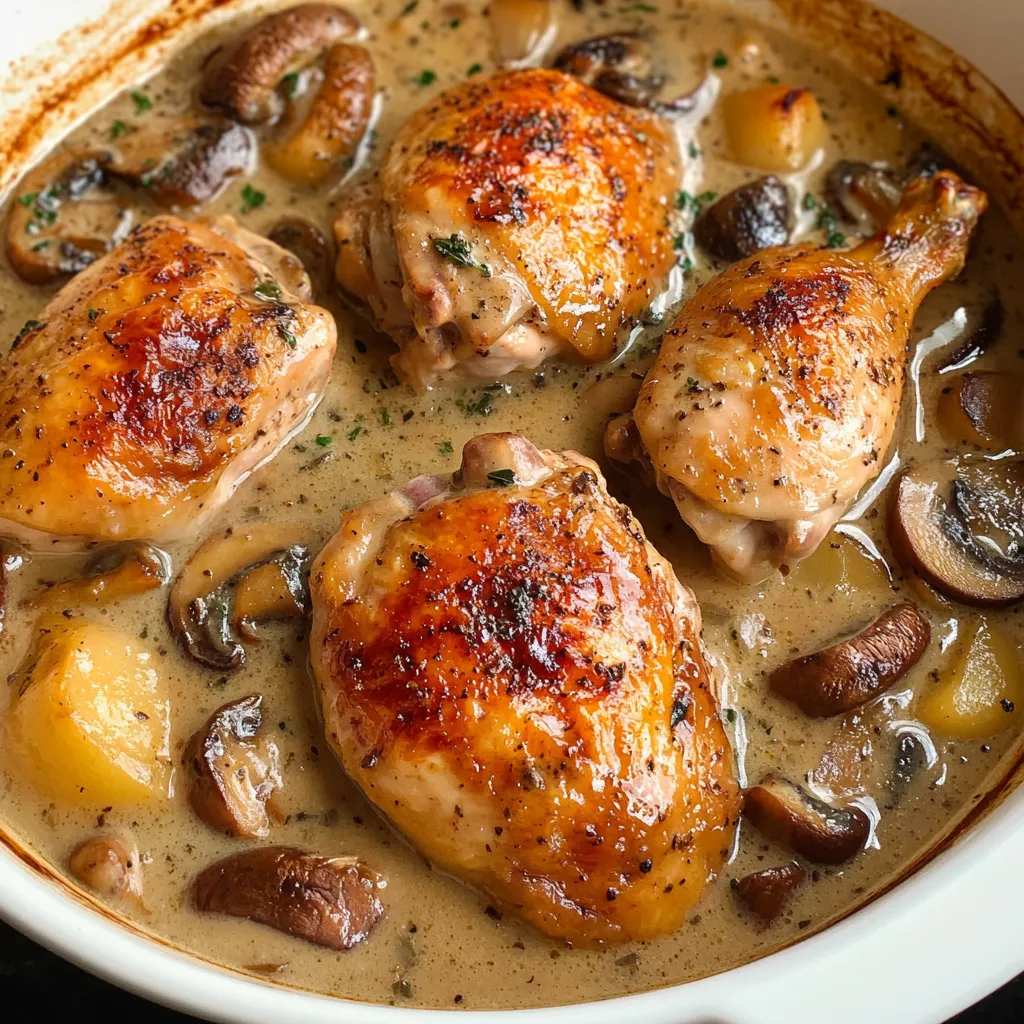 Herb Roasted Chicken in Creamy White Wine Sauce