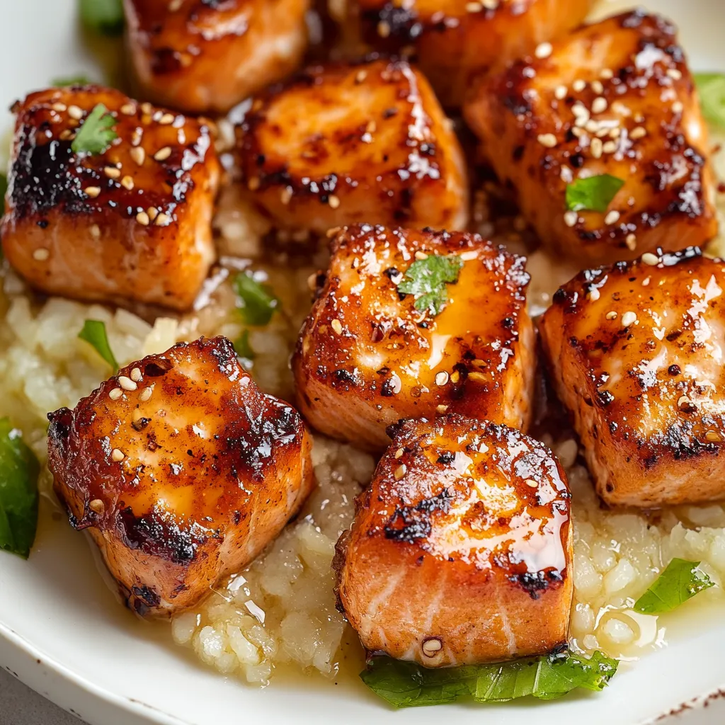 Glazed Honey Garlic Salmon Bites