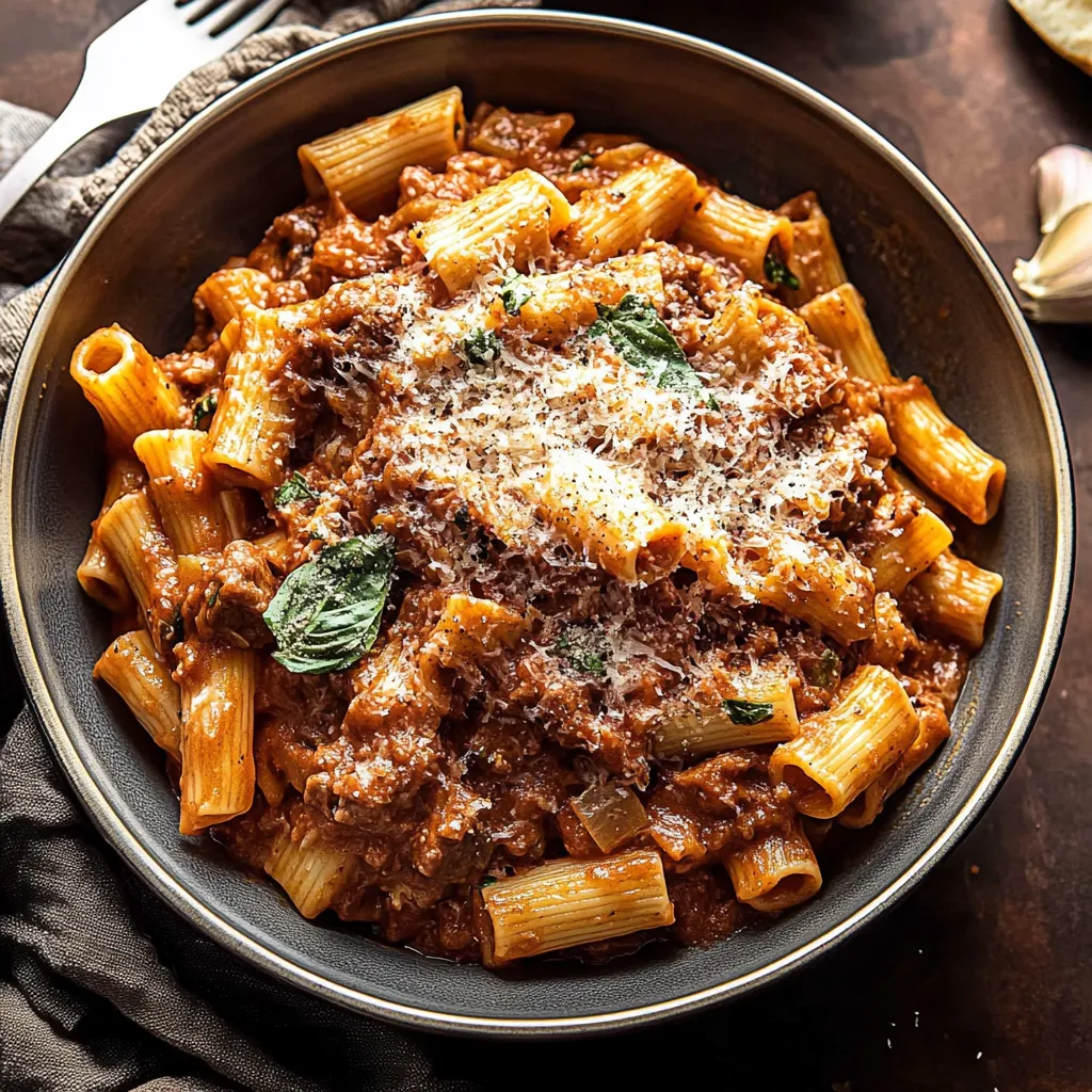 Rigatoni Topped With Tender Pot Roast Sauce