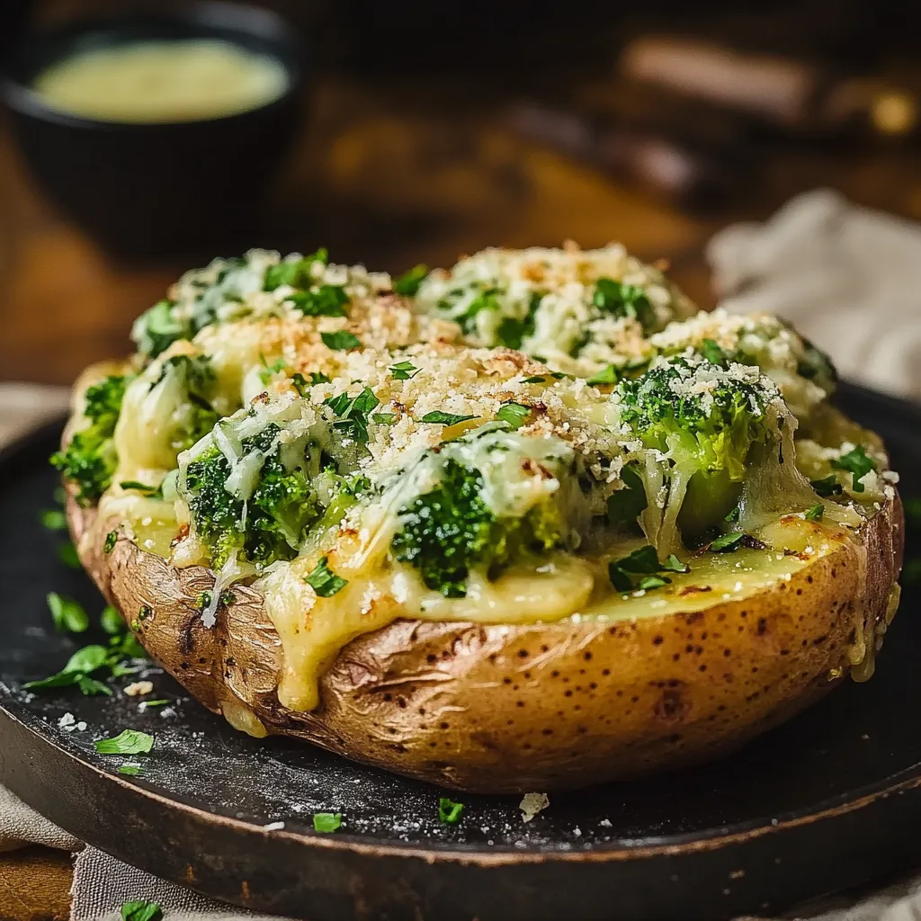 BEST BAKED POTATOES WITH BROCCOLI & CHEESE SAUCE