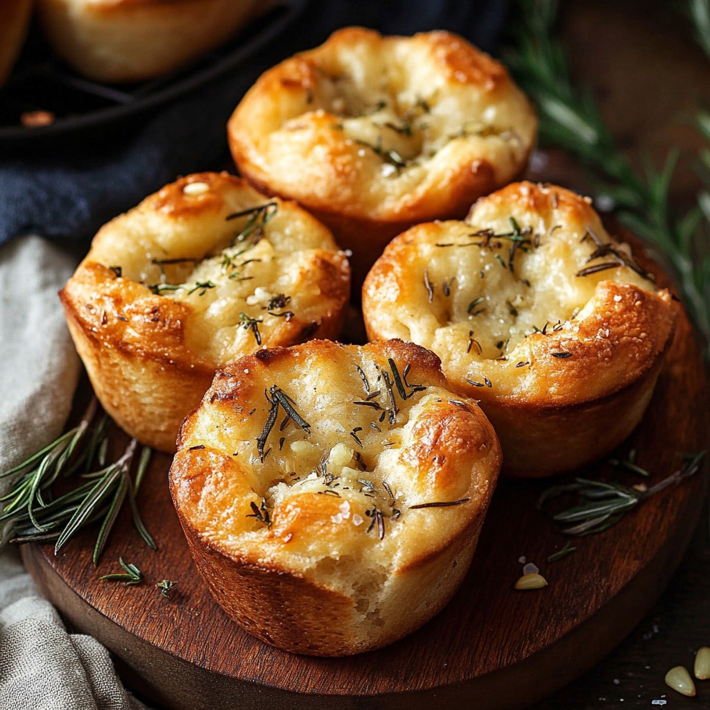 Delicious Garlic Rosemary Focaccia Muffins