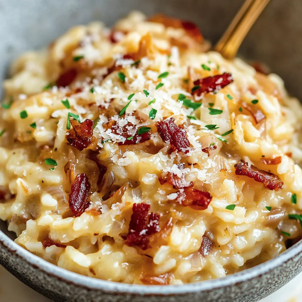 Caramelized Onion, Bacon, and Parmesan Risotto