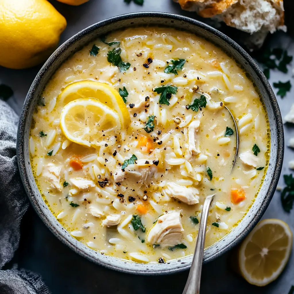 Lemon Chicken Orzo Soup l