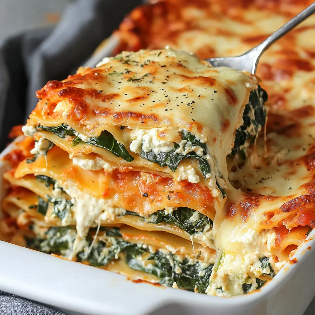 Creamy Spinach Lasagna with Cheese Layers