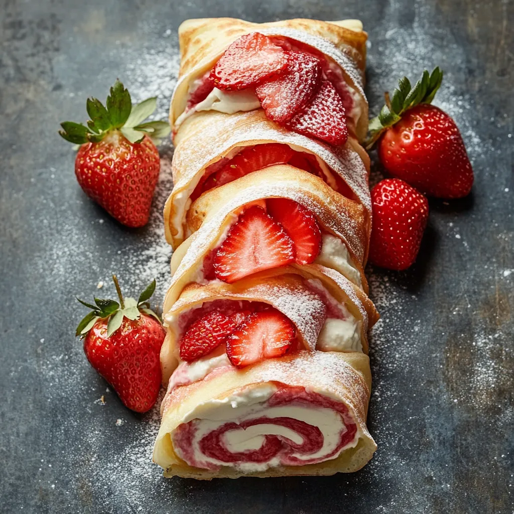 Cheesecake Crepe Rolls with Strawberries