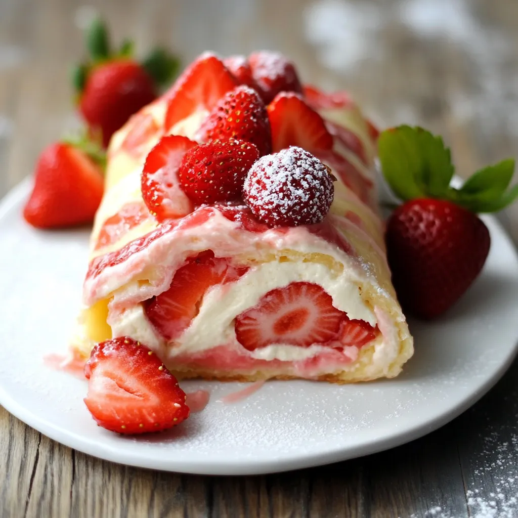 Yummy Strawberry Cheesecake Crepe Rolls