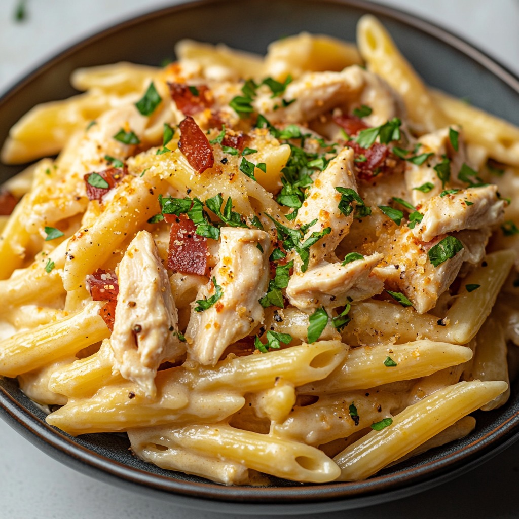 Easy Creamy Ranch Chicken Bacon Pasta