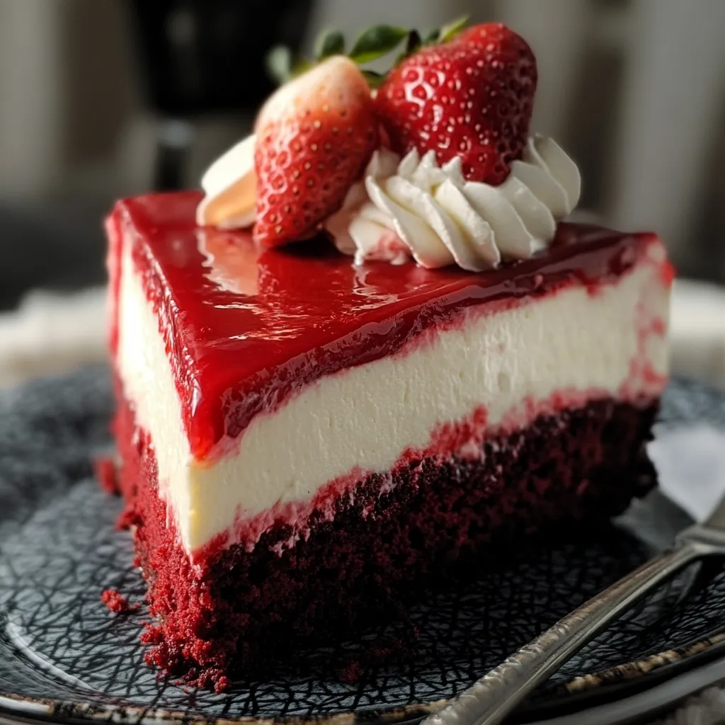 Yummy Red Velvet Strawberry Cheesecake