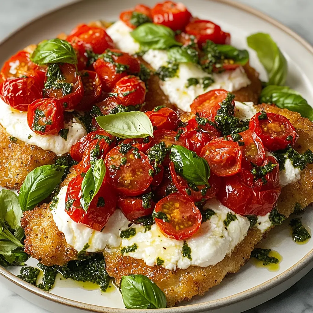 Easy Basil Chicken Saltimbocca with Burst Tomatoes and Burrata