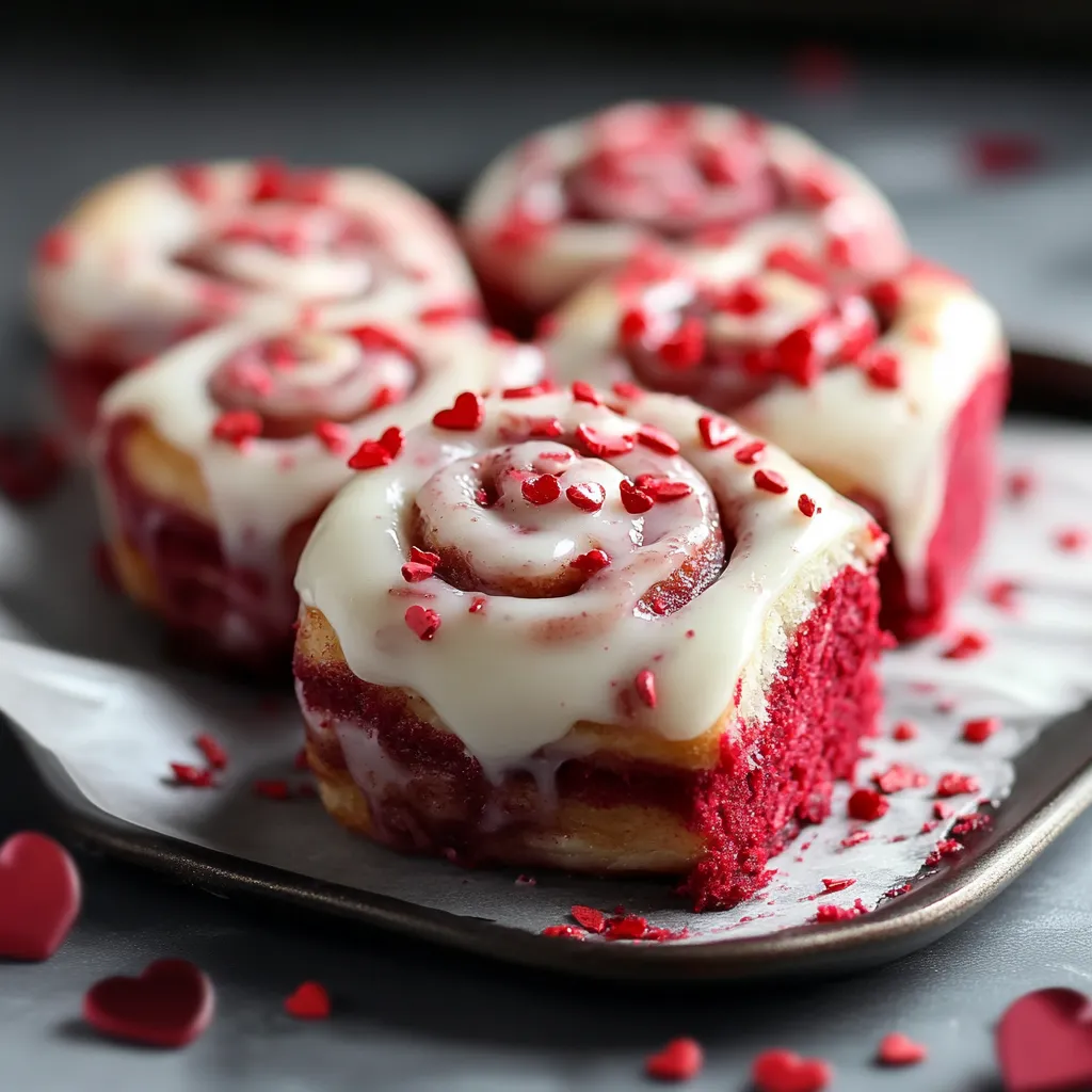 Red Velvet Cinnamon Rolls for Valentine's