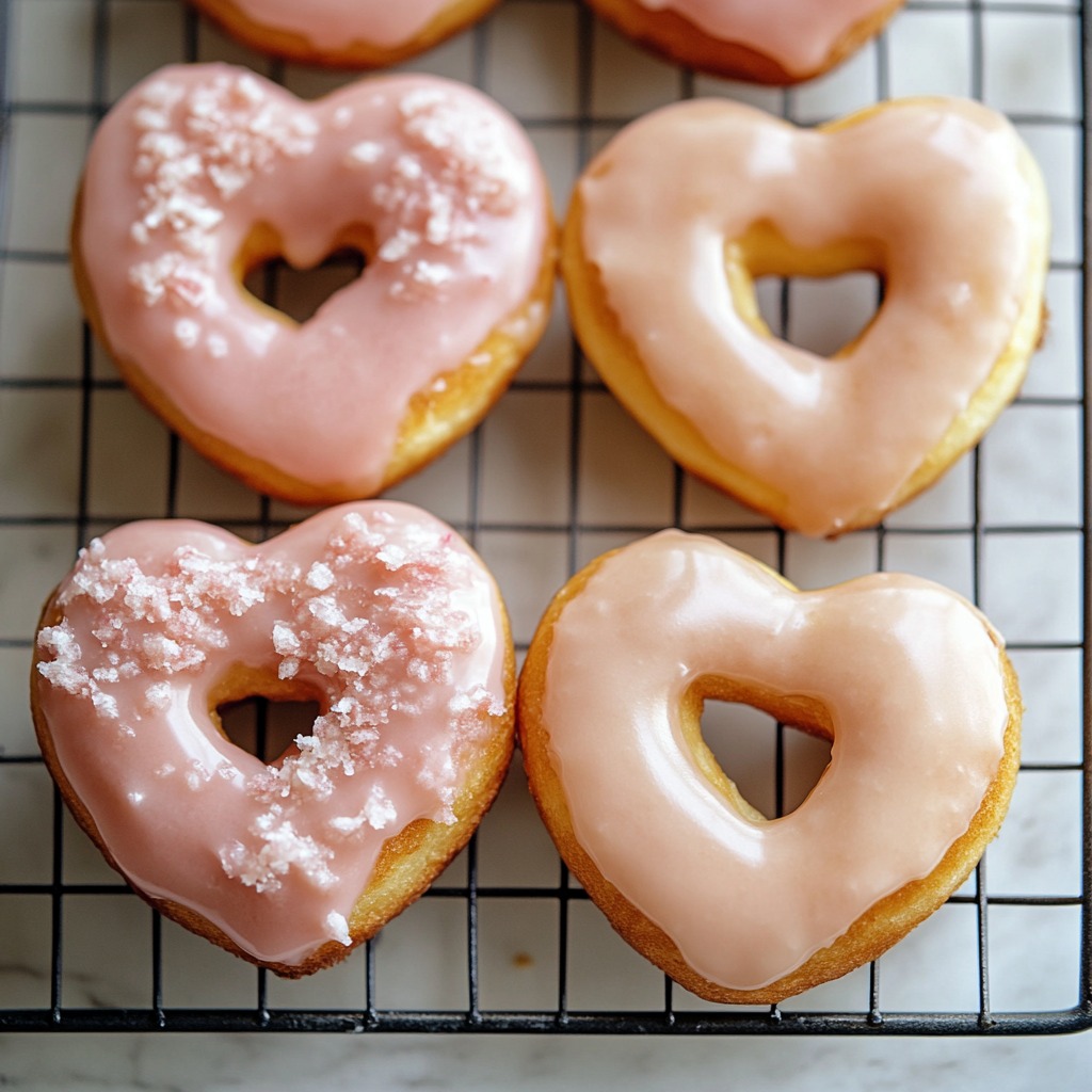 Vanilla Glazed Heart Shaped Donuts