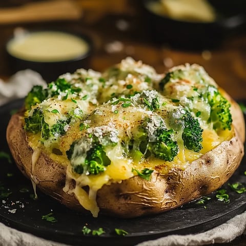 IRRESISTIBLE BAKED POTATOES WITH BROCCOLI & CHEESE SAUCE