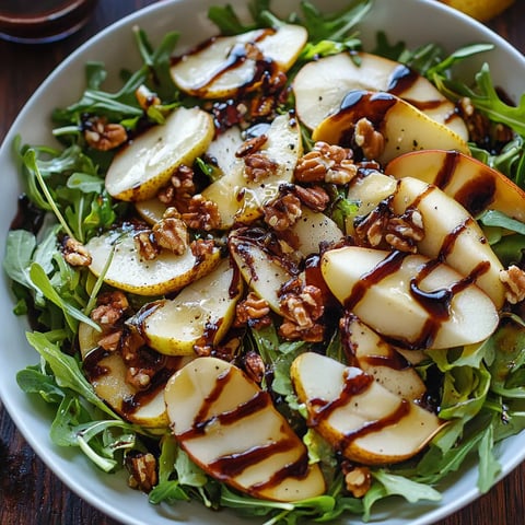 Fresh and Tasty Pear Salad with Arugula and Dressing