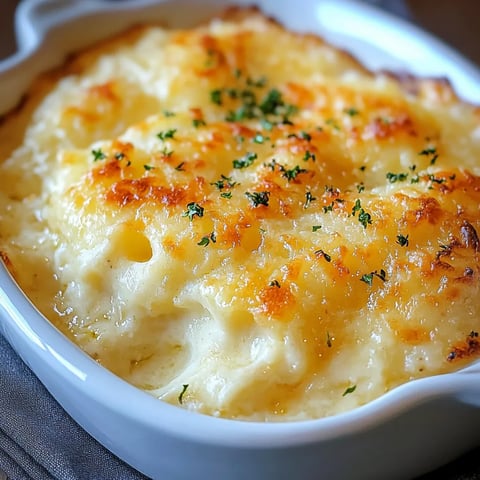 Richly Baked Three-Cheese Potato Casserole