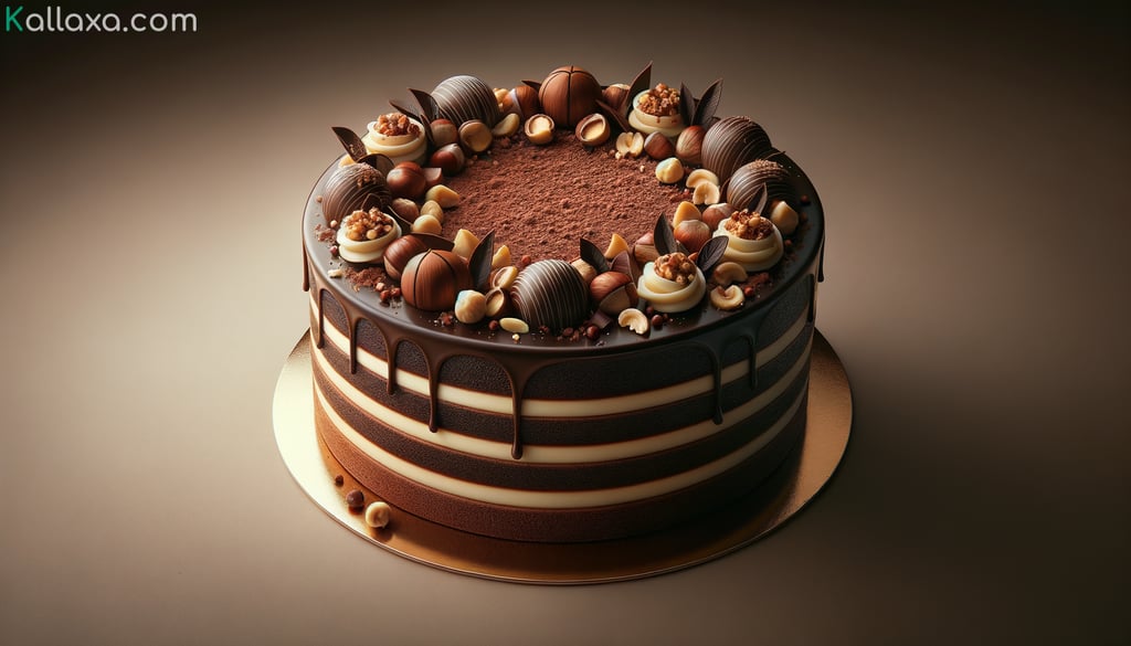 A decadent mocha hazelnut torte with chocolate cake layers, hazelnut cream filling, and mocha ganache glaze.